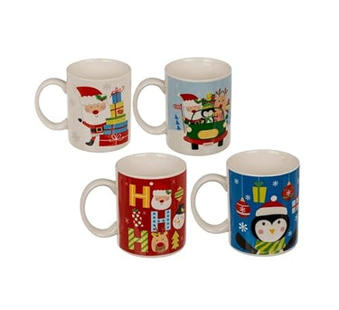 Invero Set mit 4 bedruckten Tassen mit Weihnachtsmotiven – Trinkbecher für Erwachsene und Kinder für Tee, Kaffee, Latte, heiße Schokolade oder Softdrinks (feines Knochenporzellan, 350 ml) im Sale